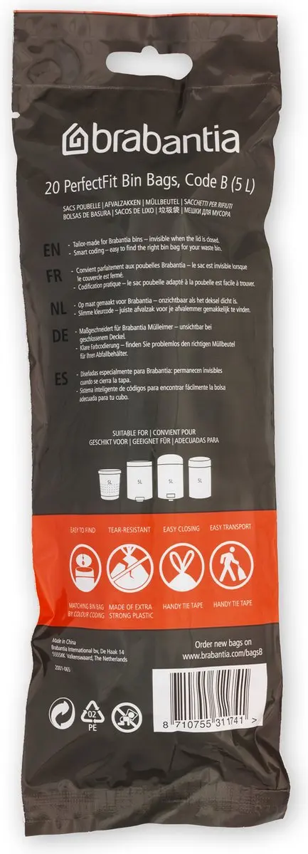 Brabantia PerfectFit Vuilniszakken 5L - 200 Stuks