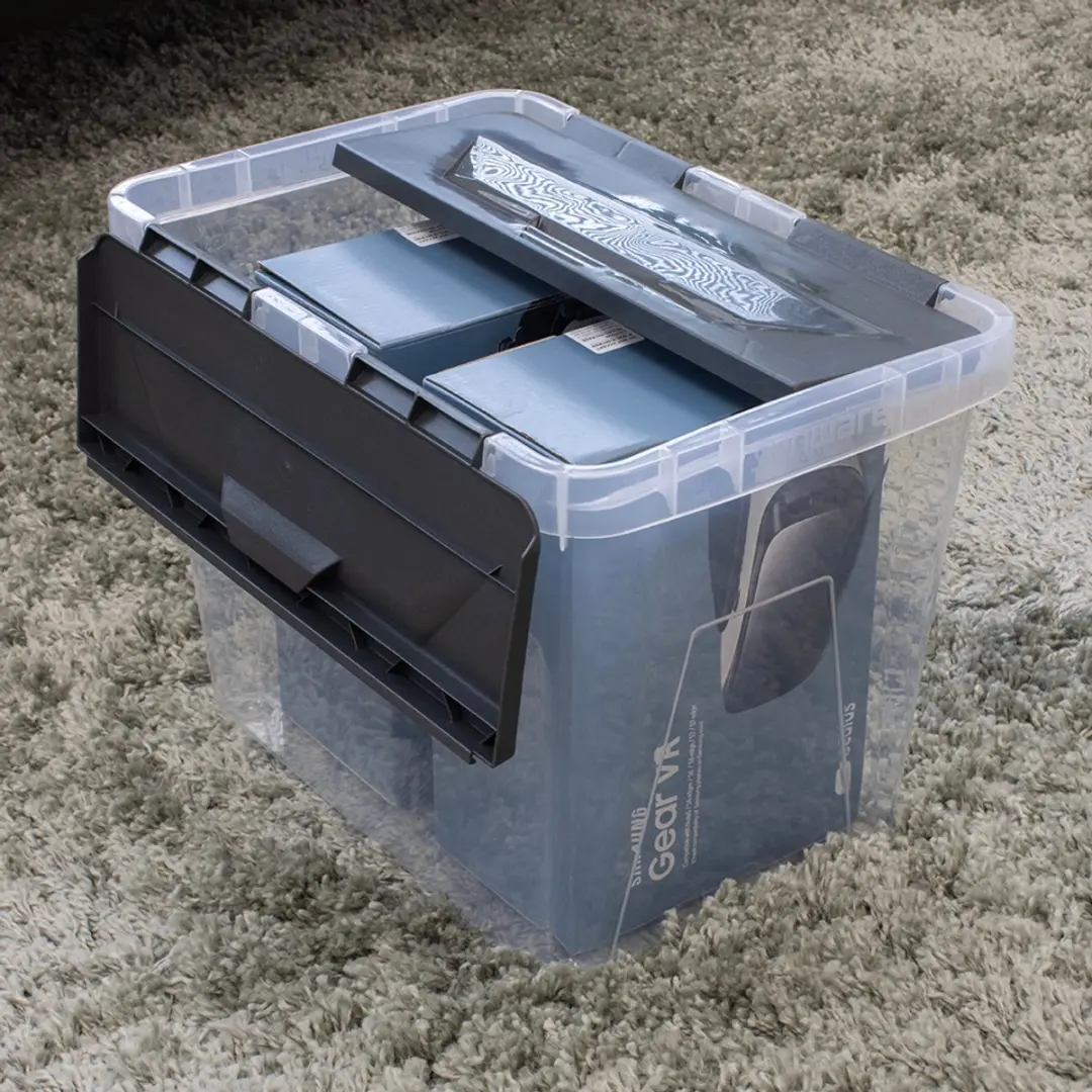Sunware Onyx Opbergbox 15L - 36x23,5x26,3cm - Transparant/Grijs