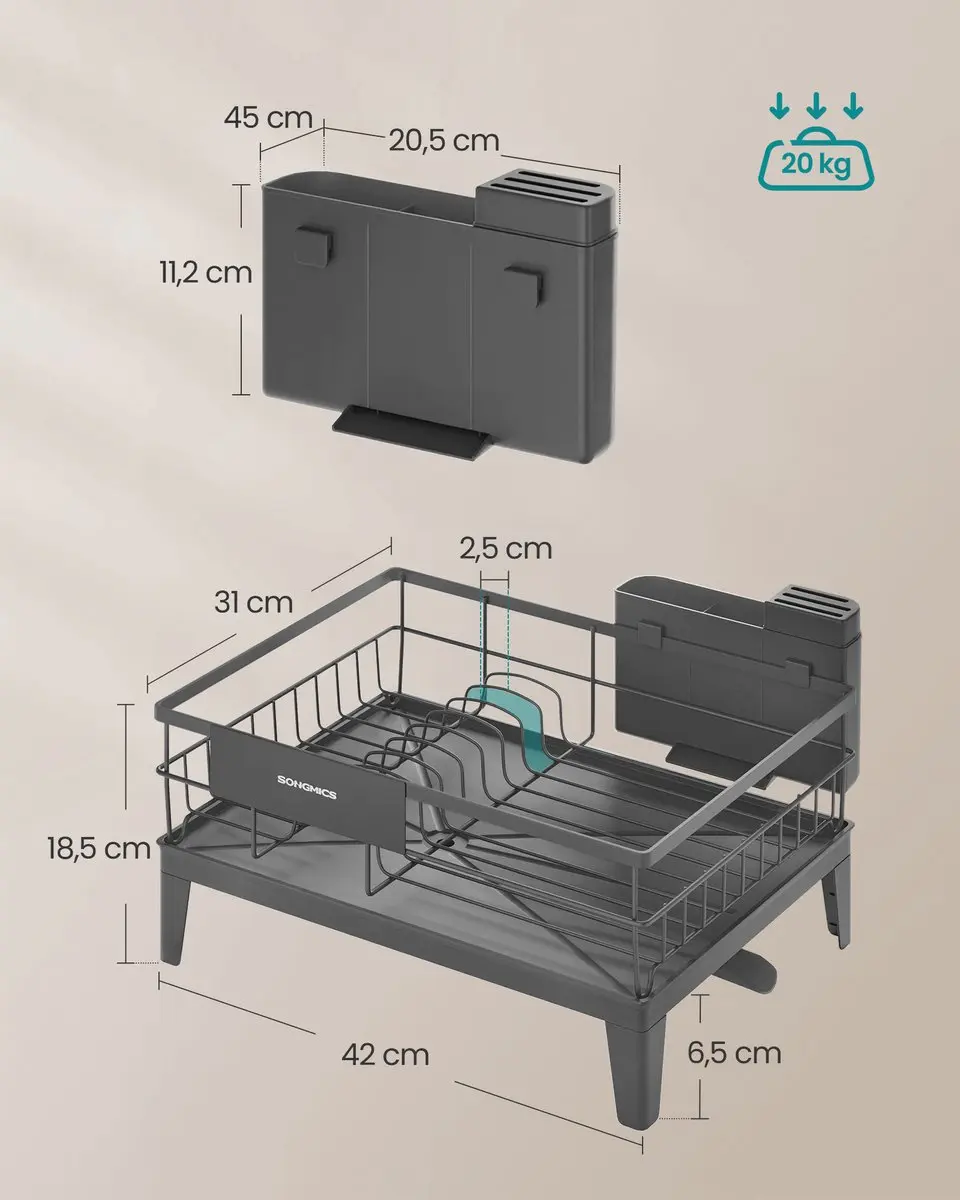 Songmics KCS550GT01 Afdruiprek - Grijs