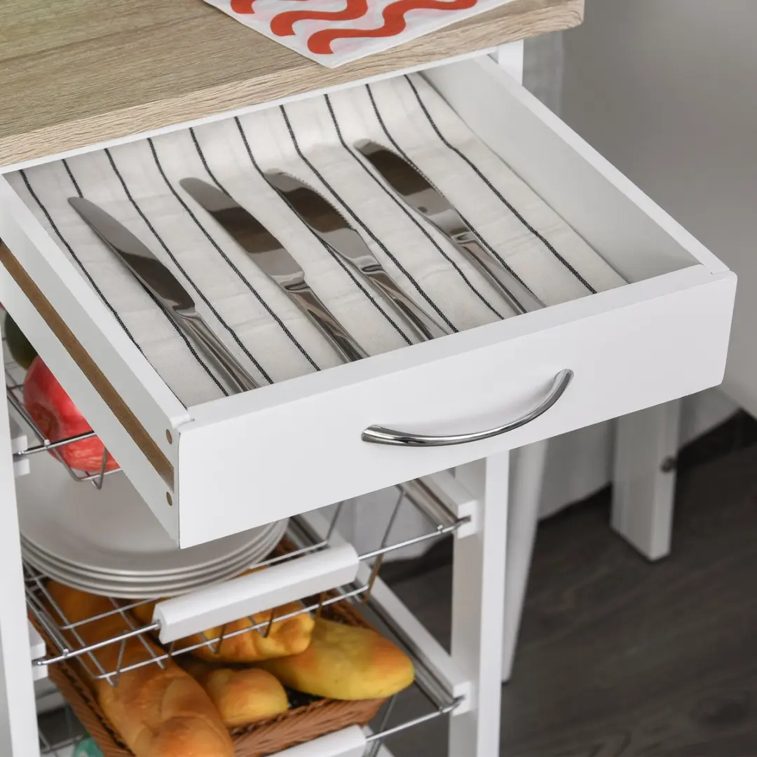 Homcom Keukentrolley 801-157WT - 37x37x82cm Wit - afbeelding 5 van 6