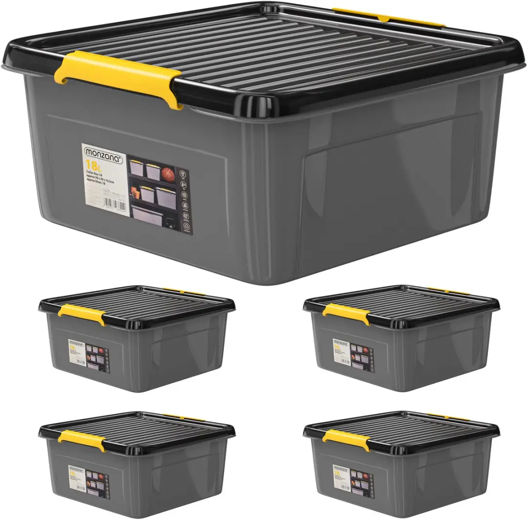 Monzana Opbergbox 18L Antraciet - Set van 4