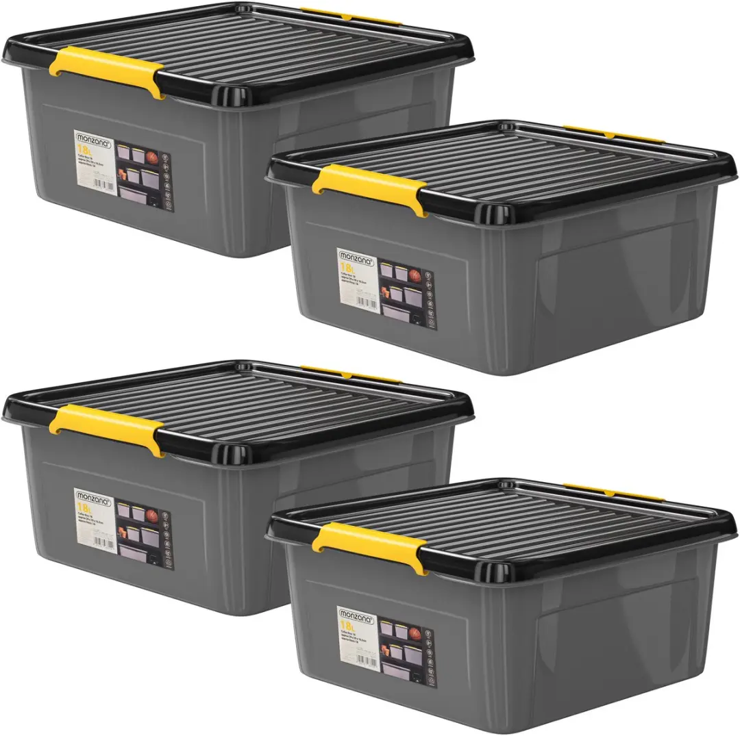 Monzana Opbergbox 18L Antraciet - Set van 4
