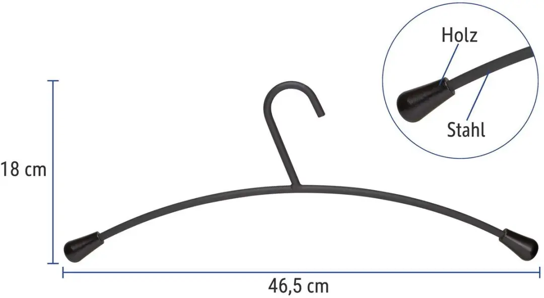 MAUL Kleerhanger 46.5cm - 5 Stuks - Zwart