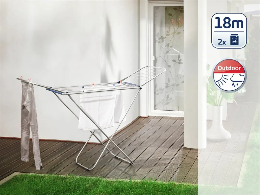 Leifheit Classic Siena 180 Easy Droogrek 18m - Blauw/Wit - afbeelding 5 van 6