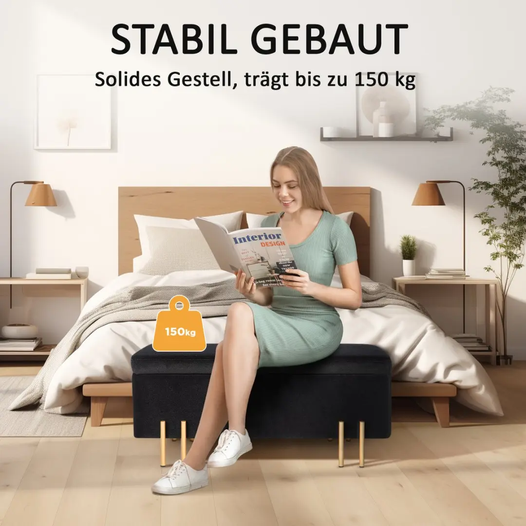 Homcom Sitzbank met Stauraum - 100x40x42cm - Zwart