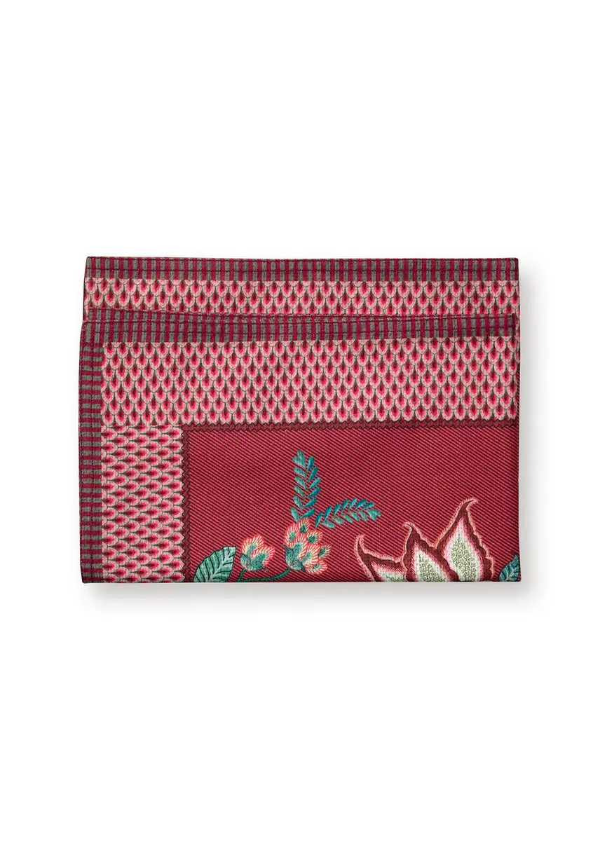 Pip Studio Flower Festival Tafelloper Donkerroze Katoen 50x150cm