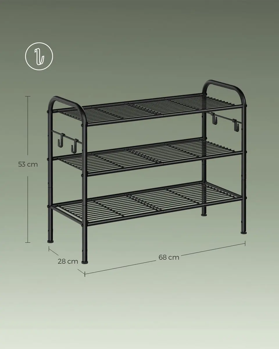 Songmics Schoenenrek LMR068B01 - 3 Lagen - 12 Vakken - Inktzwart - afbeelding 2 van 6