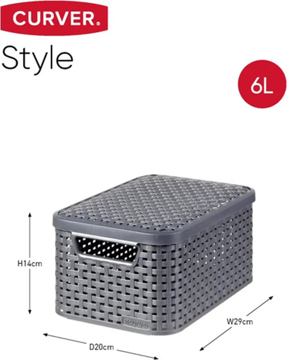 Curver Style Opbergbox 6L - 3 Stuks - Antraciet