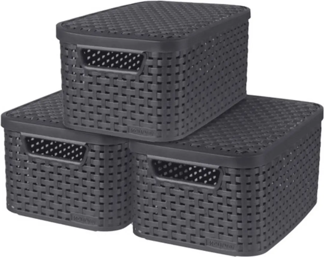 Curver Style Opbergbox 6L - 3 Stuks - Antraciet