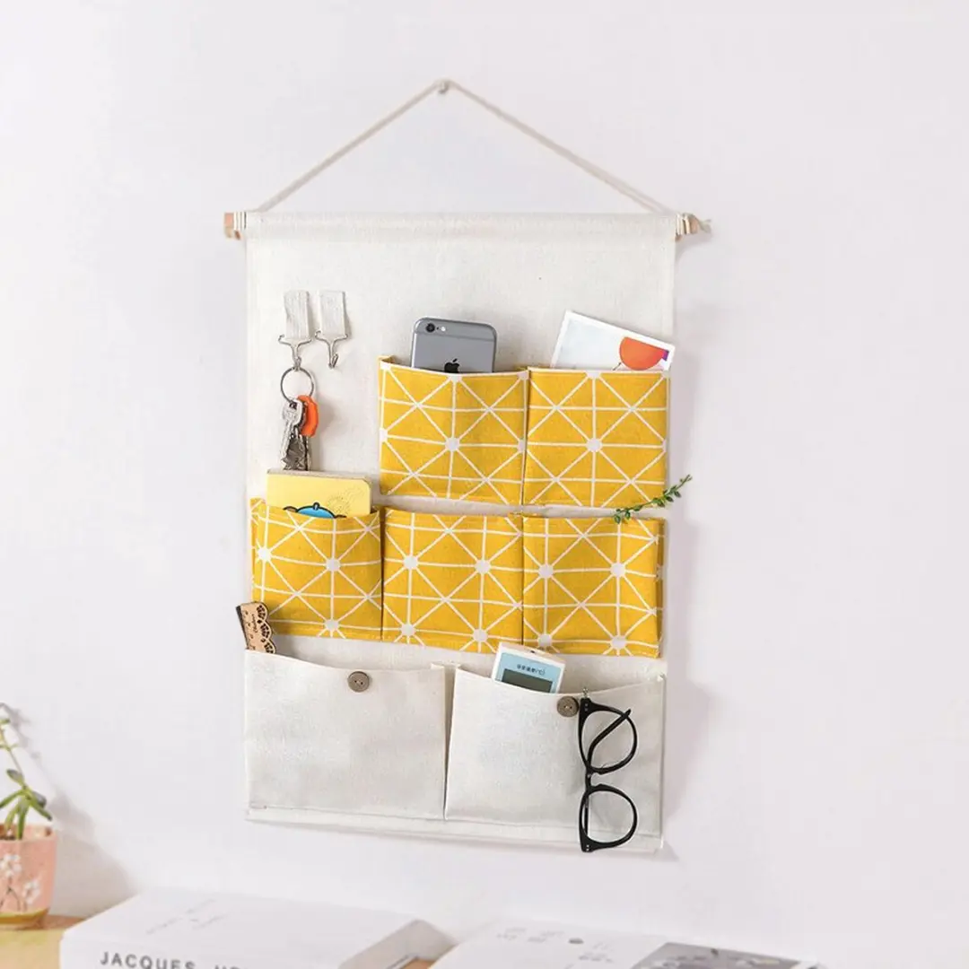 ECTEATOY Hangende Organizer 7 Vakken Geel 35x49cm - afbeelding 3 van 5