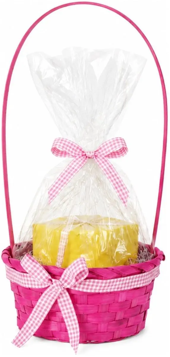 Excellent Houseware Rieten Mandje Roze 21x39cm