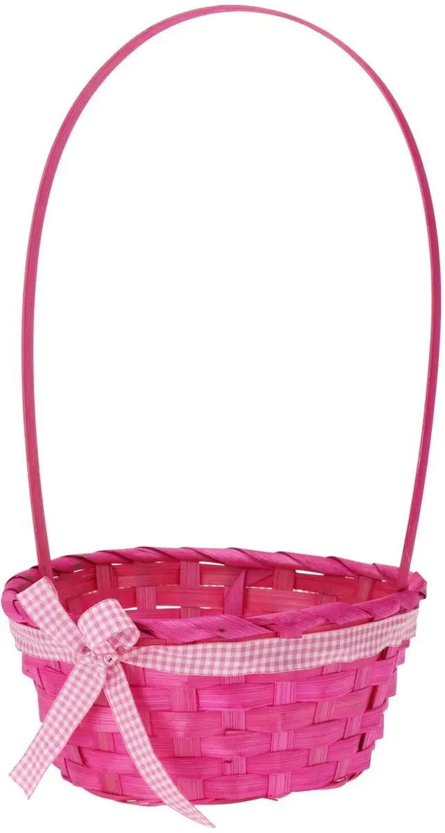 Excellent Houseware Rieten Mandje Roze 21x39cm