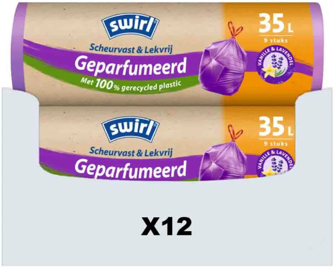 Swirl Vuilniszakken 35L Trekband - 12 Stuks - Wit