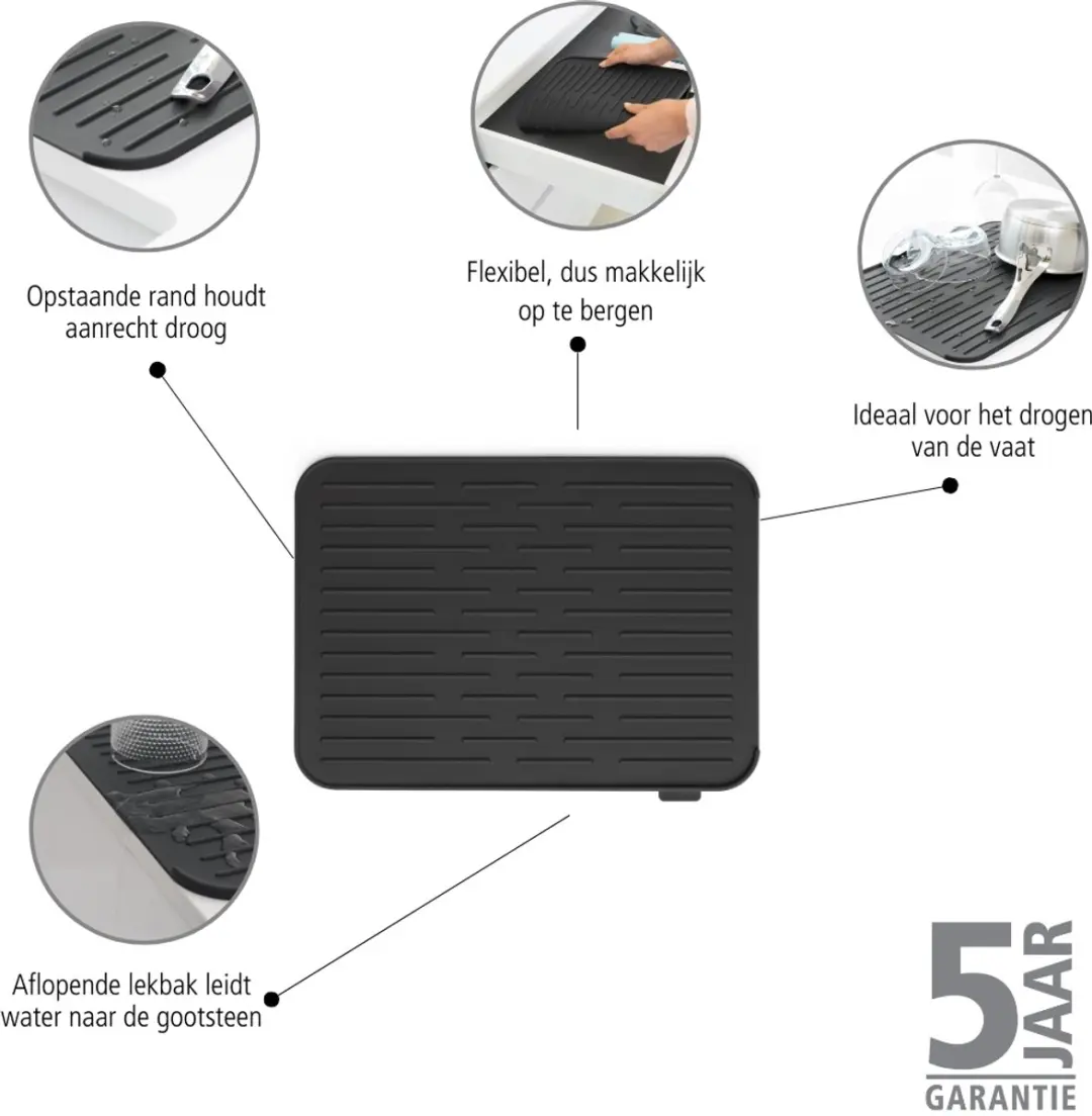 Brabantia SinkSide Siliconen Afdruipmat 44x32cm - Dark Grey