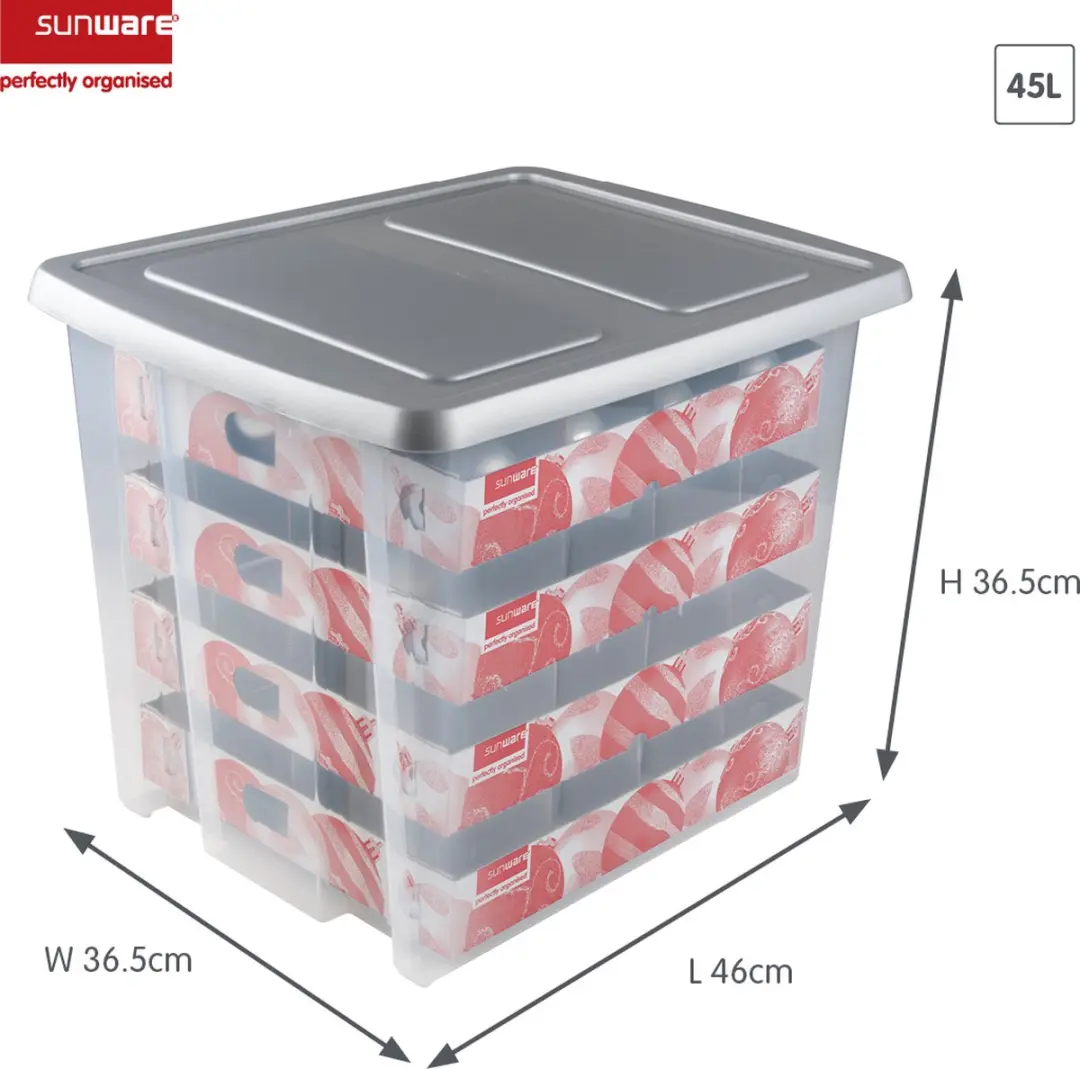 Sunware Nesta Kerstballen Opbergbox 45L - 64 Stuks - 46x36x36cm