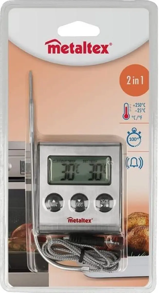 Metaltex Tomado Digitaal Kookthermometer - Rvs Zilver