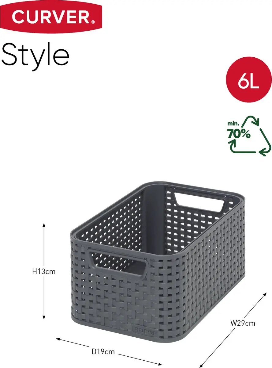 Curver Style Mand S - 6 Liter - Antraciet - afbeelding 6 van 6
