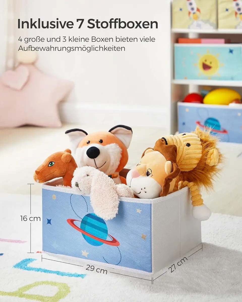 Songmics Kinderkast met 7 Opbergdozen - 29,5x62,5x60cm Wit - afbeelding 6 van 6