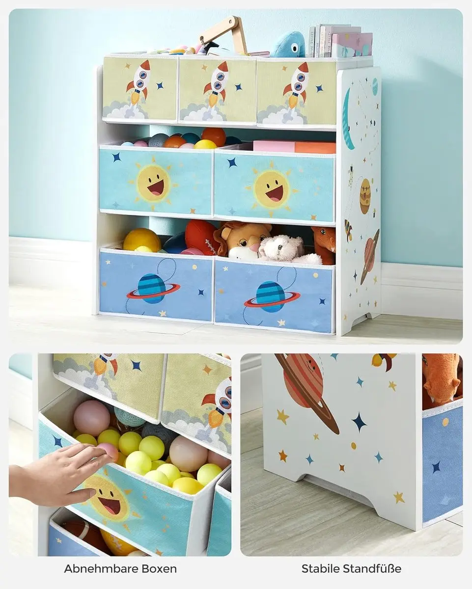 Songmics Kinderkast met 7 Opbergdozen - 29,5x62,5x60cm Wit