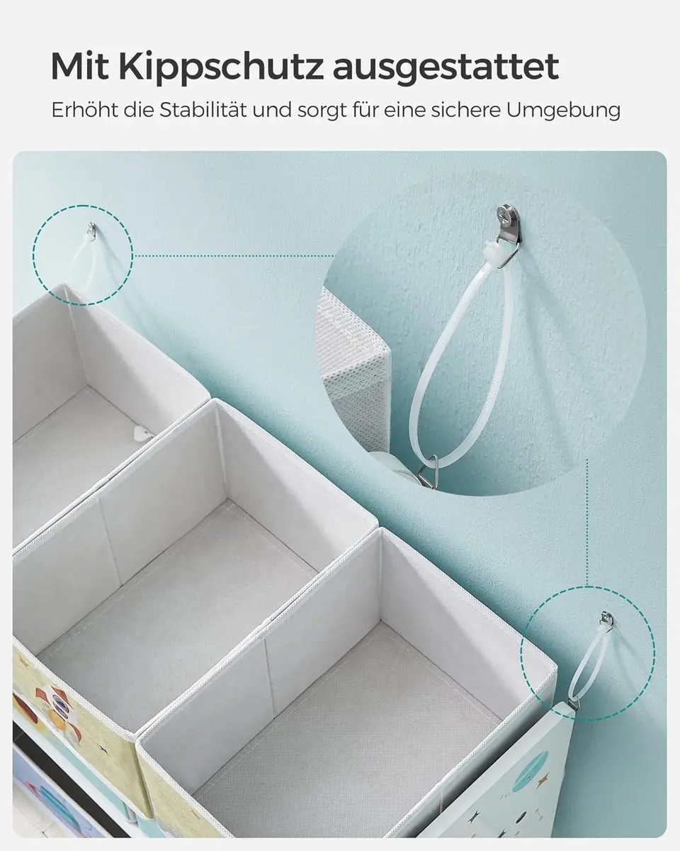 Songmics Kinderkast met 7 Opbergdozen - 29,5x62,5x60cm Wit