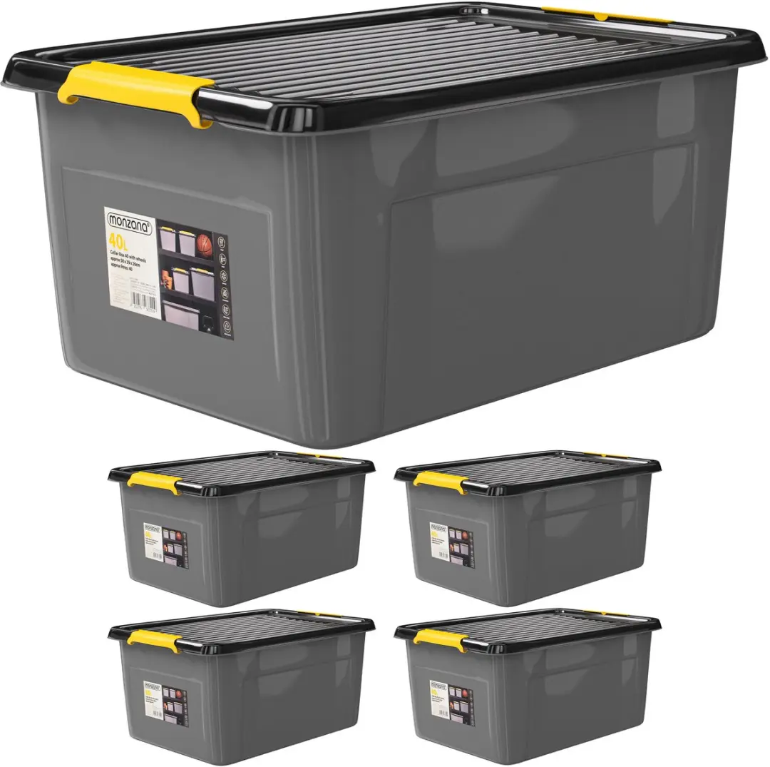 Monzana Opbergbox 40L Antraciet - Set van 4