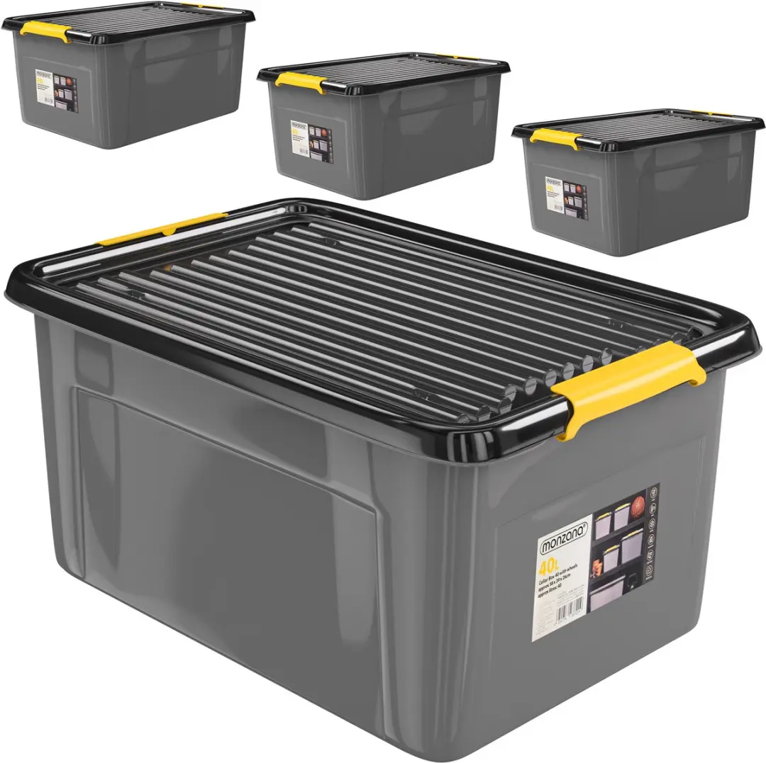 Monzana Opbergbox 40L Antraciet - Set van 4