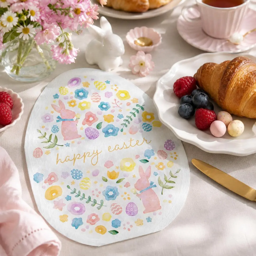 Excellent Houseware Paas Servetten - 60 Stuks - 33x33cm - Multi Pastel