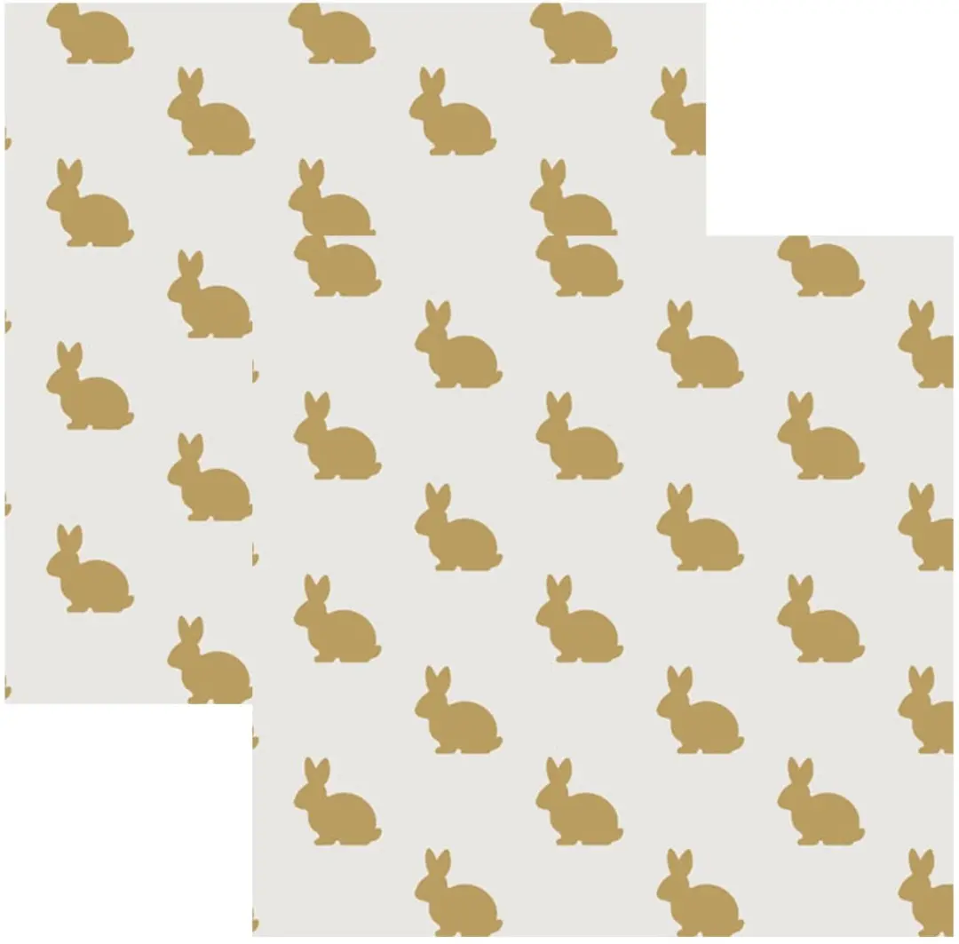 Duni Golden Bunny Paas Servetten 40x - 24x24cm - Goudkleurig