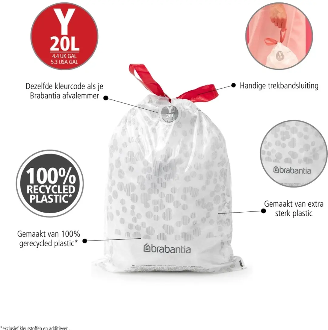 Brabantia PerfectFit Vuilniszakken 20L - 40 Stuks