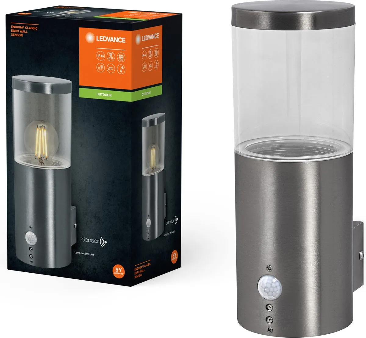 LEDVANCE Endura Classic EBRO Wandlamp - Zwart - IP44