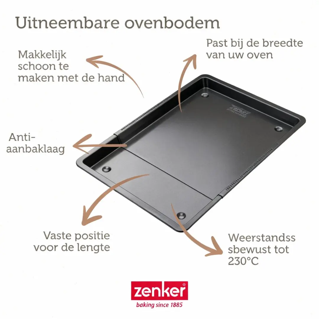 Zenker 6540 Uitbreidbare Ovenbakplaat 37-52cm - Zwart
