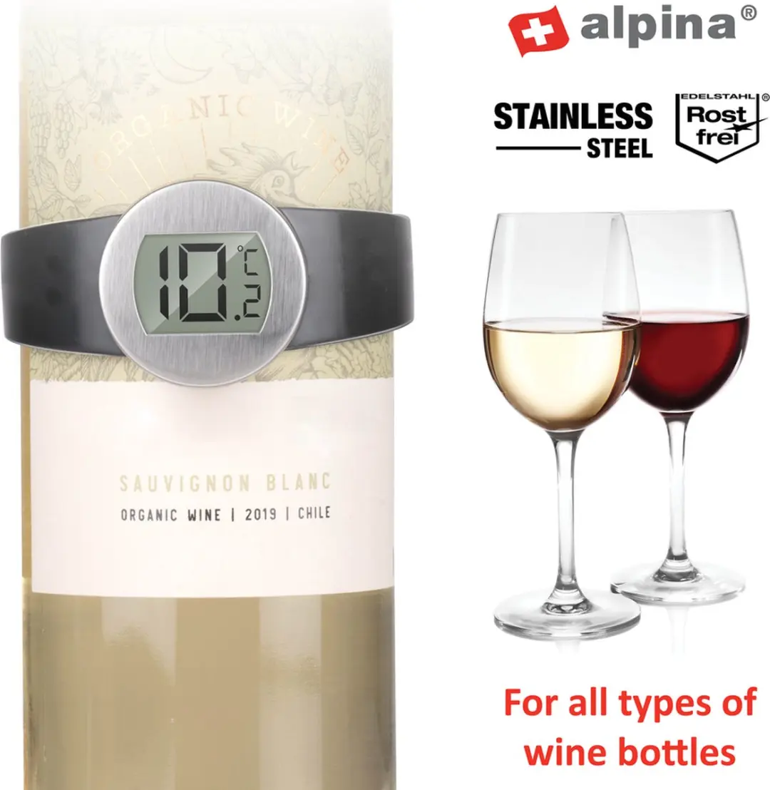 Alpina Wijnthermometer - RVS Zwart/Zilver
