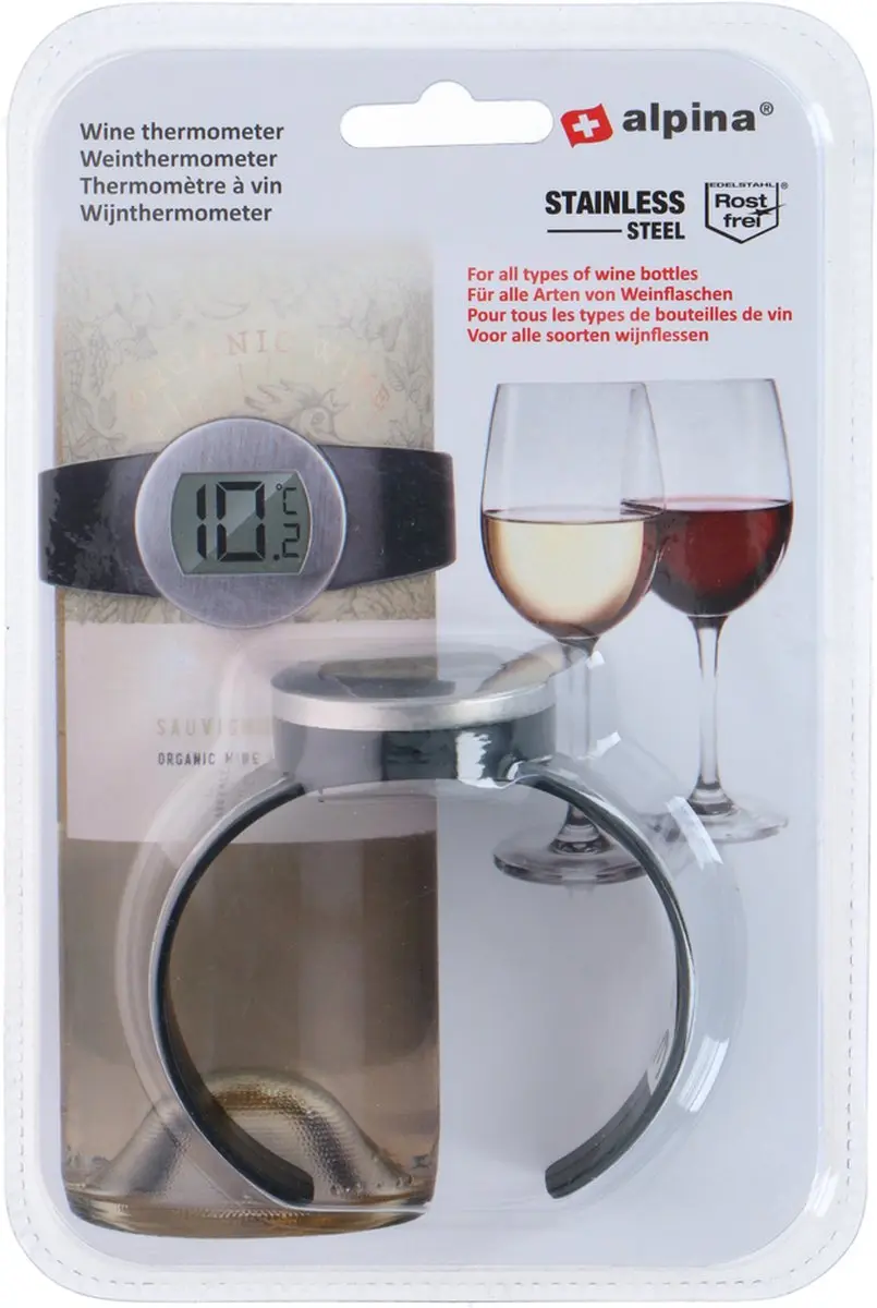 Alpina Wijnthermometer - RVS Zwart/Zilver