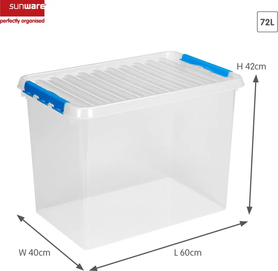 Sunware Q-line Opbergbox 72L - 60x40x42cm - Transparant/Blauw