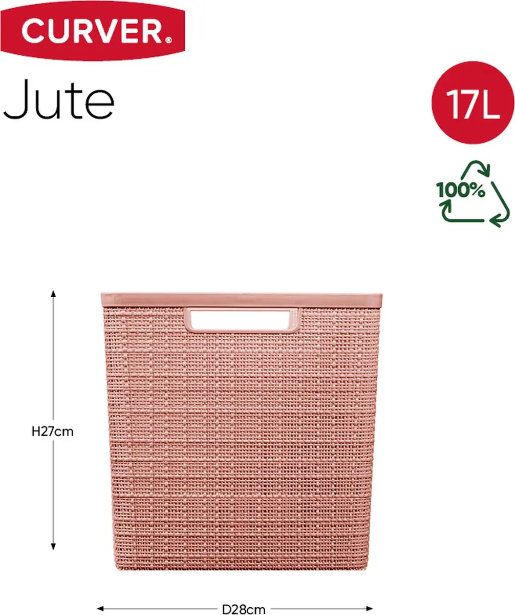 Curver Jute Opbergmand Cube 17L - Roze