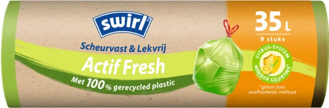 Swirl Vuilniszakken Actif Fresh 35L - 108 Stuks (12x9) - Groen