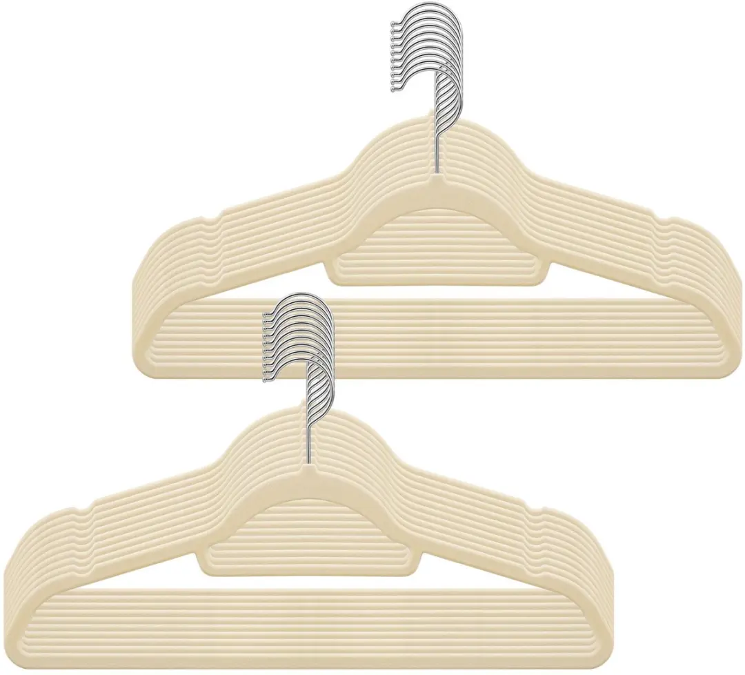 Songmics Fluwelen Kledinghangers 20 Stuks - Zilverbeige
