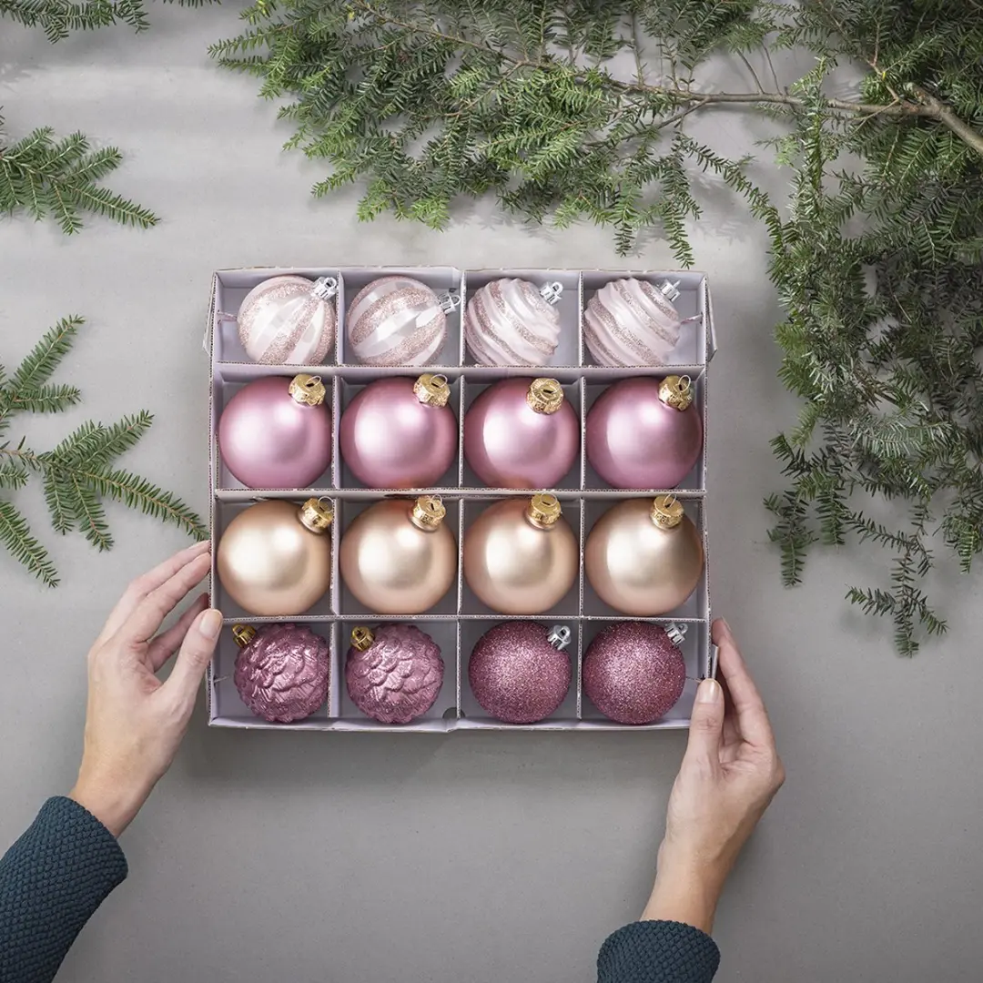 Sunware Nesta Kerstballen Opbergbox 45L - 48 Ballen - 48x36x36cm - Rood/Transparant