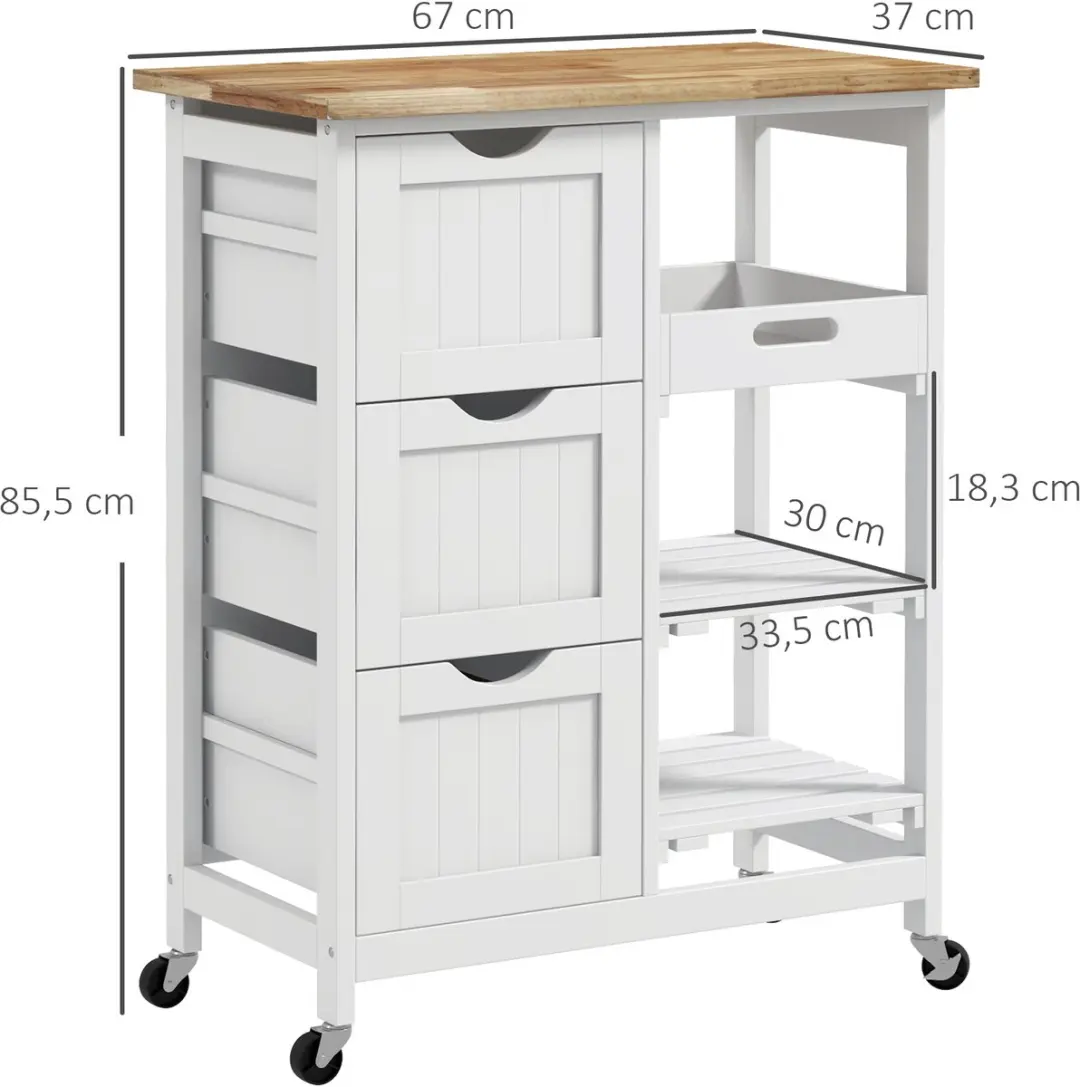 Homcom Keukenwagen 67x37x85,5cm Wit