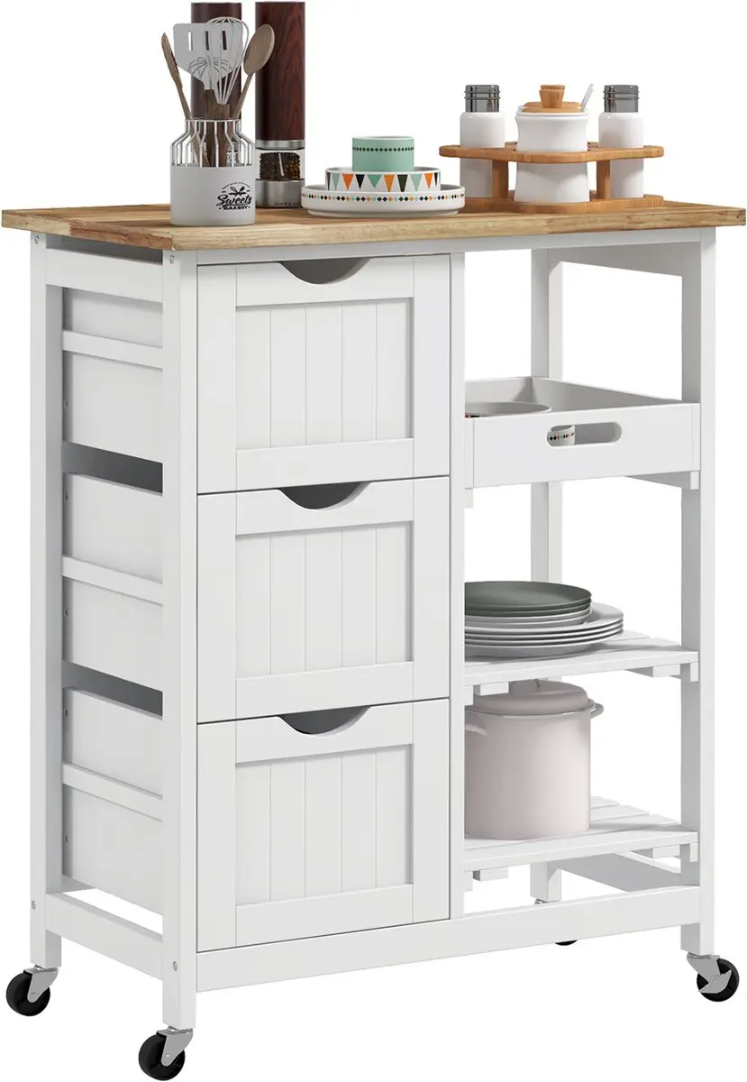 Homcom Keukenwagen 67x37x85,5cm Wit