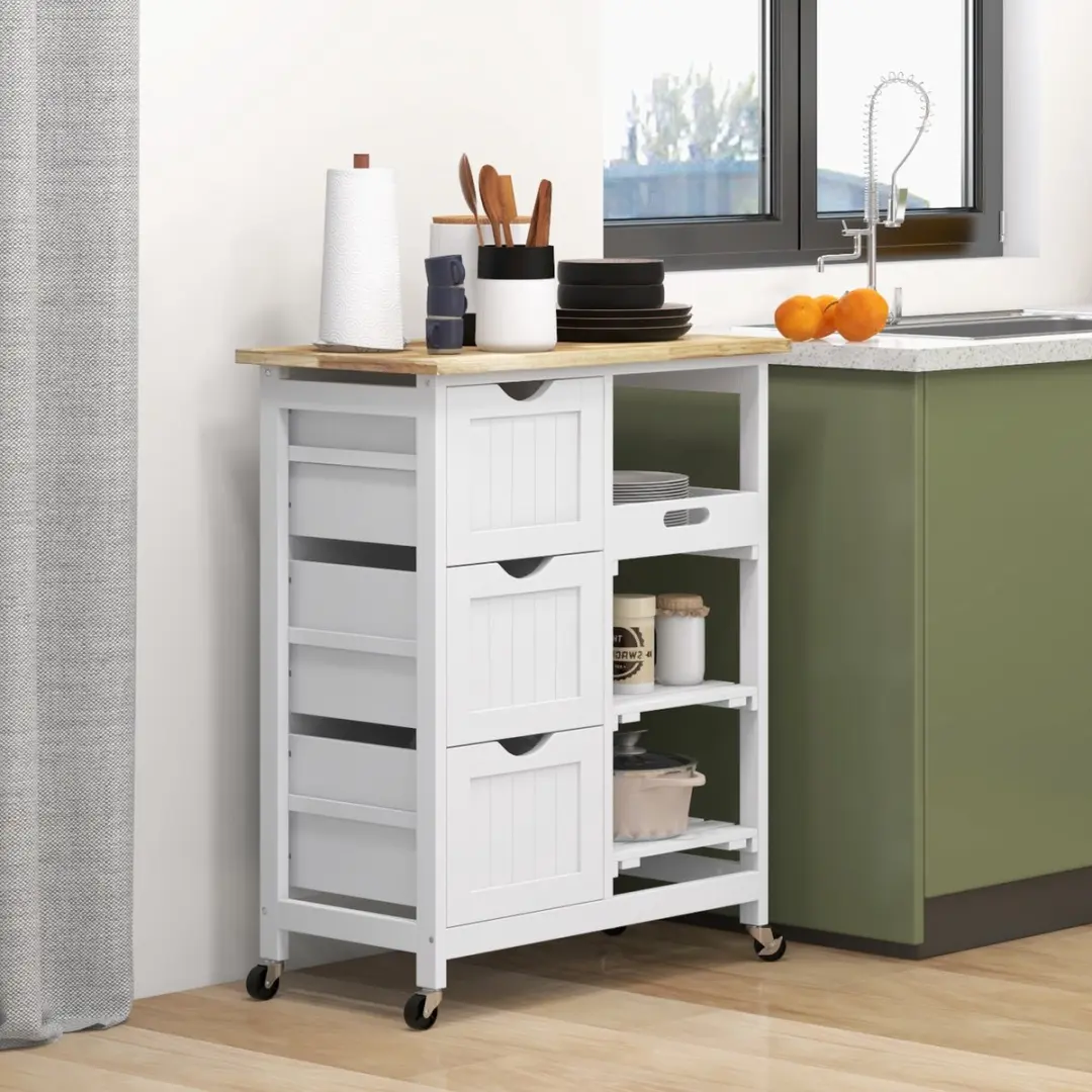 Homcom Keukenwagen 67x37x85,5cm Wit