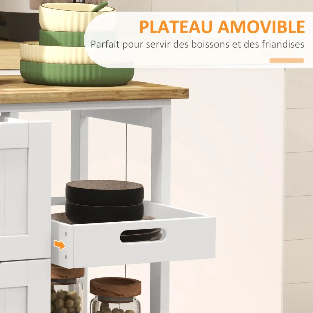 Homcom Keukenwagen 67x37x85,5cm Wit - afbeelding 6 van 6