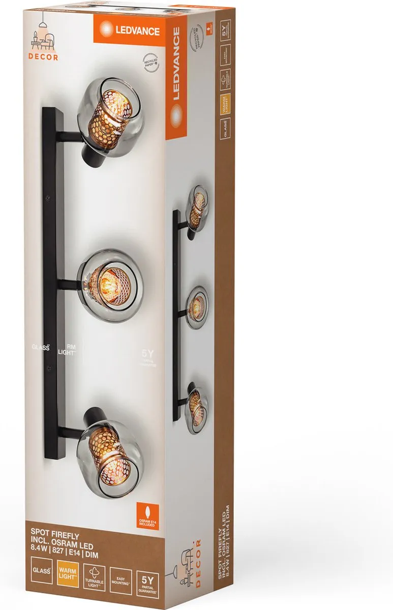 LEDVANCE Decor Spot Firefly E14 3x2.8W 750lm - Zwart