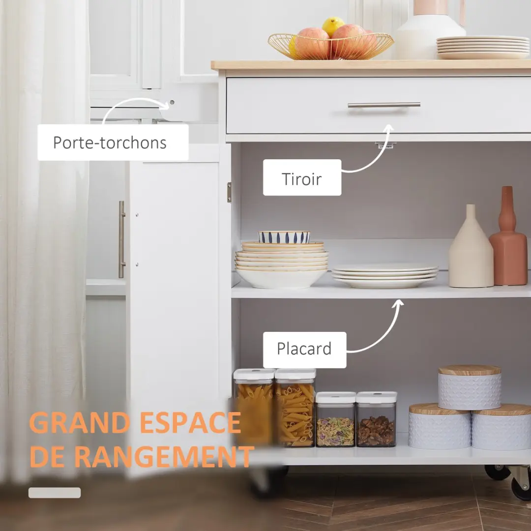 Homcom Keukeneiland 83x45x91,5cm Wit
