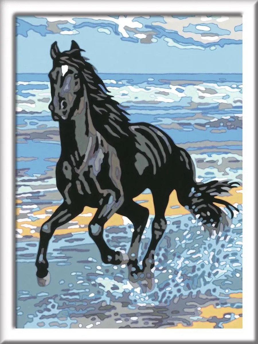 Ravensburger Malen nach Zahlen Serie D Paard aan zee 28565 - Kwast - afbeelding 2 van 2