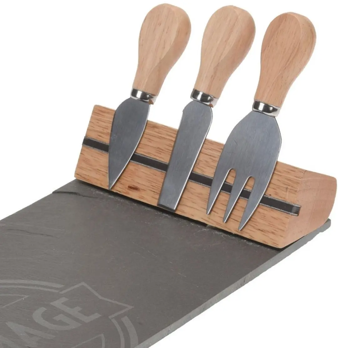 Excellent Houseware Serveerplank Set - 4 Stuks - Grijs/Bruin