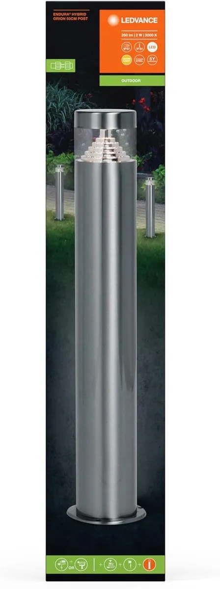 LEDVANCE Endura Hybrid Orion Buitenlantaarn 2W - 170lm - Warm wit 3.000K - Edelstaal - afbeelding 6 van 6
