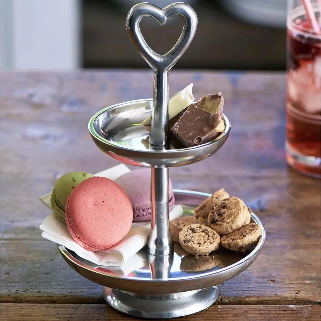 Riviera Maison Lovely Heart Etagère 2 Laags - Zilver