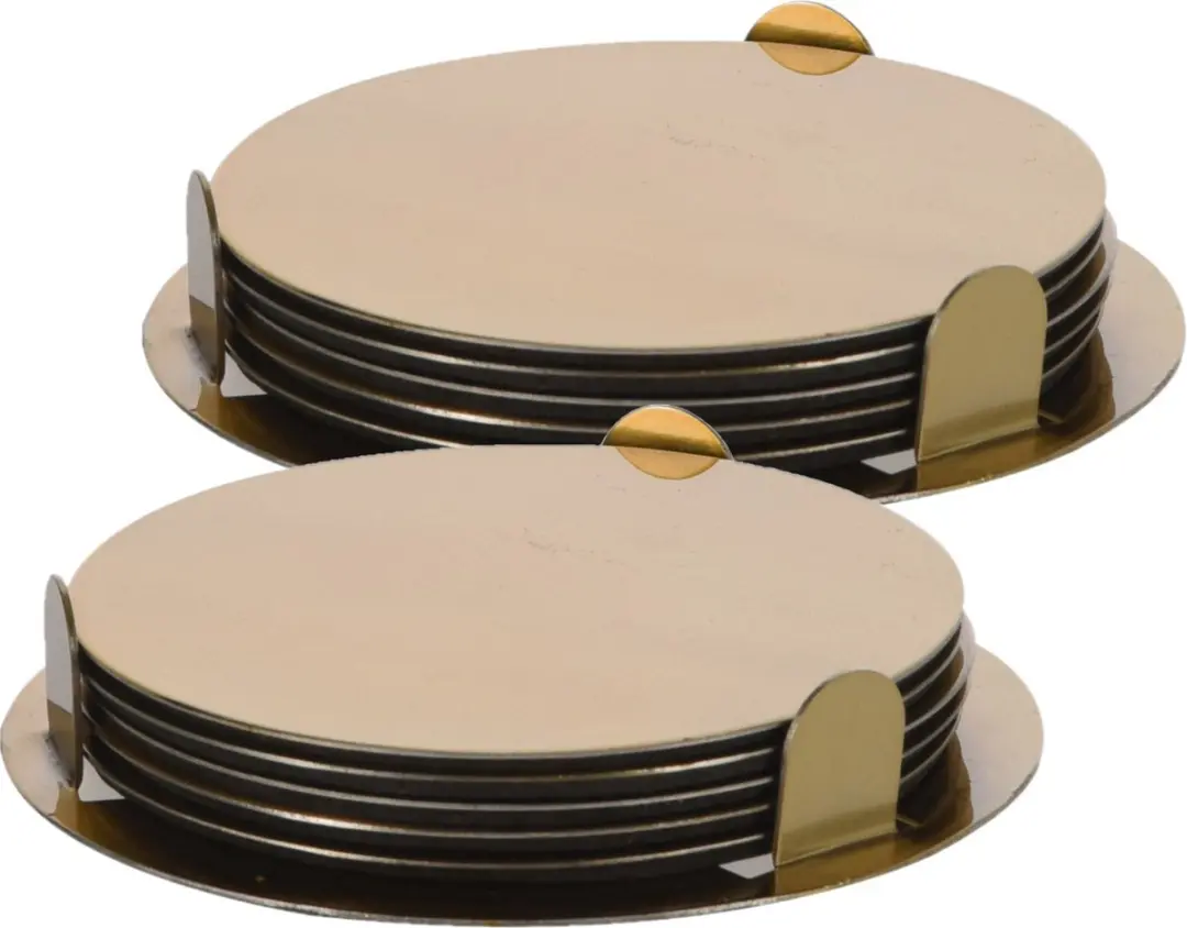 Excellent Houseware Goudkleurige RVS Onderzetters 8,5cm - 12 Stuks