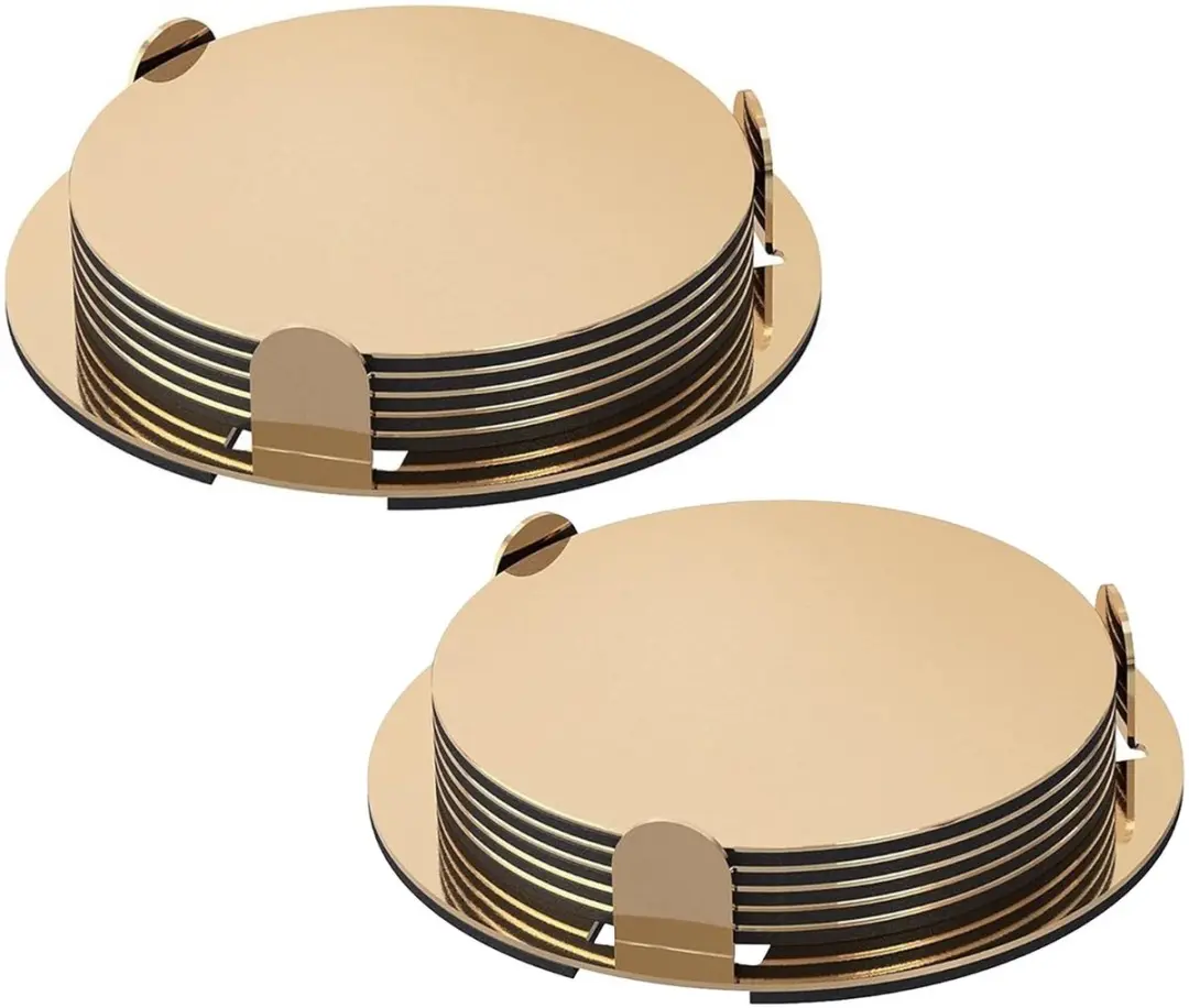 Excellent Houseware Goudkleurige RVS Onderzetters 8,5cm